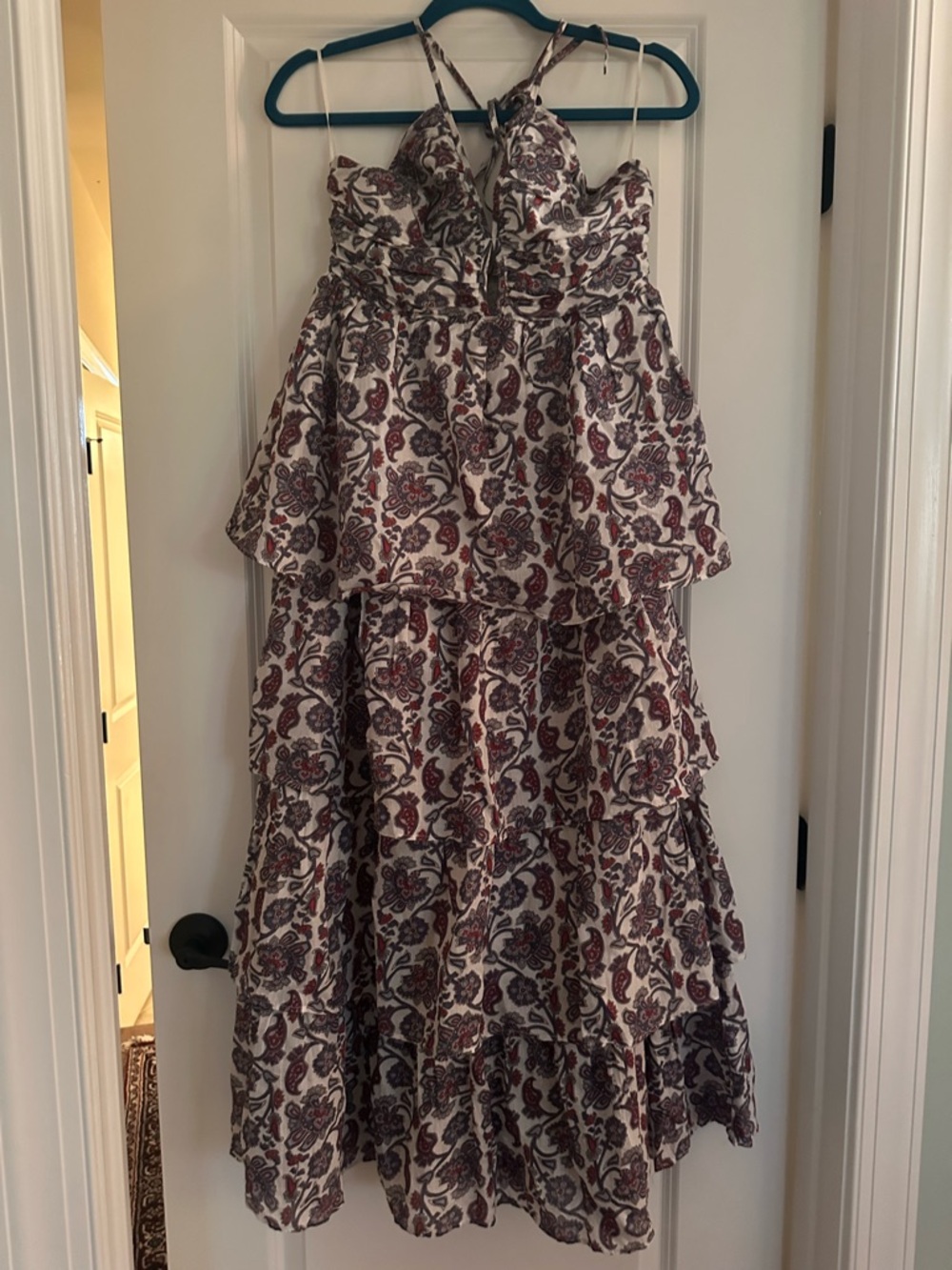 Boden Cream Maxi Dress with Maroon and Navy Paisley size 6